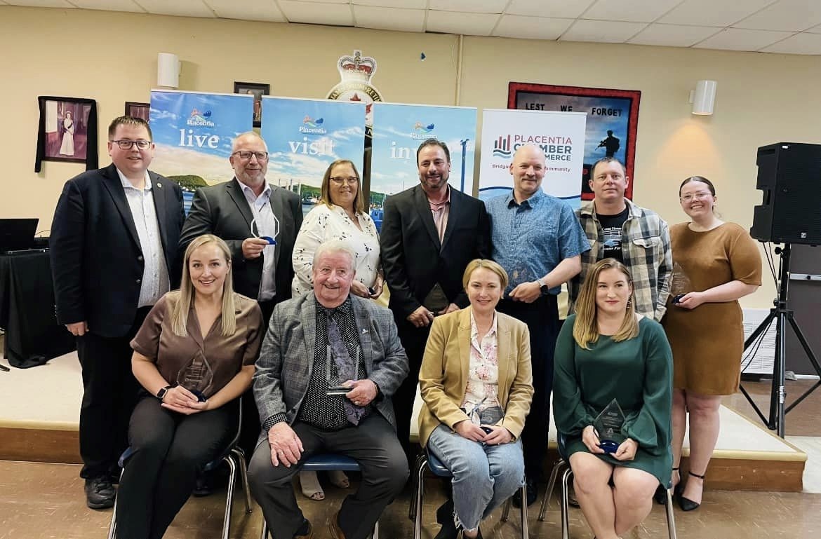 All of the Placentia Chamber of Commerce’s award winners, with President Wayne Power